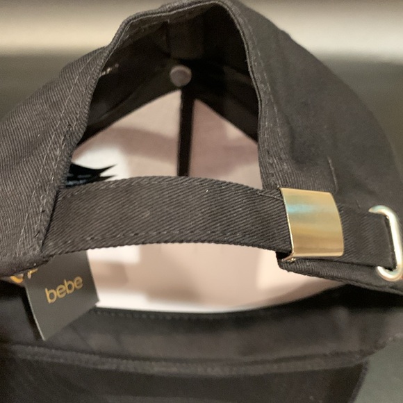 Bebe Black Hat with Rhinestone Logo Embellished Baseball Cap - Picture 7 of 10